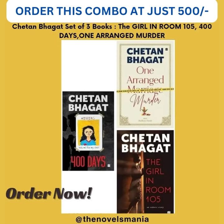 Chetan Bhagat Set of 3 Books : The GIRL IN ROOM 105, 400 DAYS,ONE ARRANGED MURDER