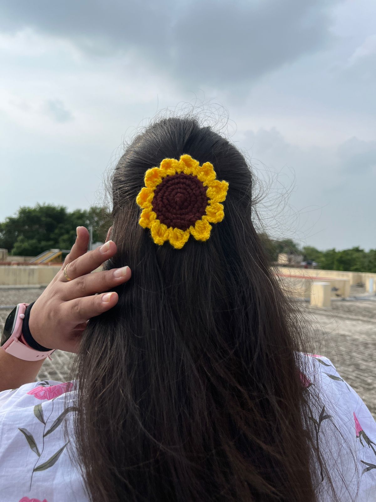 Crochet sunflower hairclipâœ¨ï¸ðŸŒ»